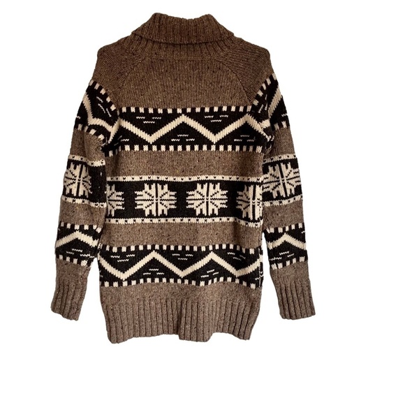 Roots shawl collar acrylic wool blend Cowichan sweater size small - Picture 2 of 15